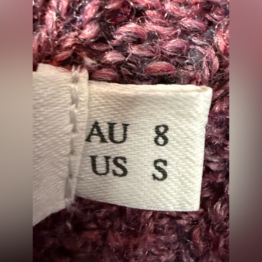 Bronze Snake Zaali Kaani Knit Off-Shoulder Sweater Wine Red Small - Picture 5 of 11